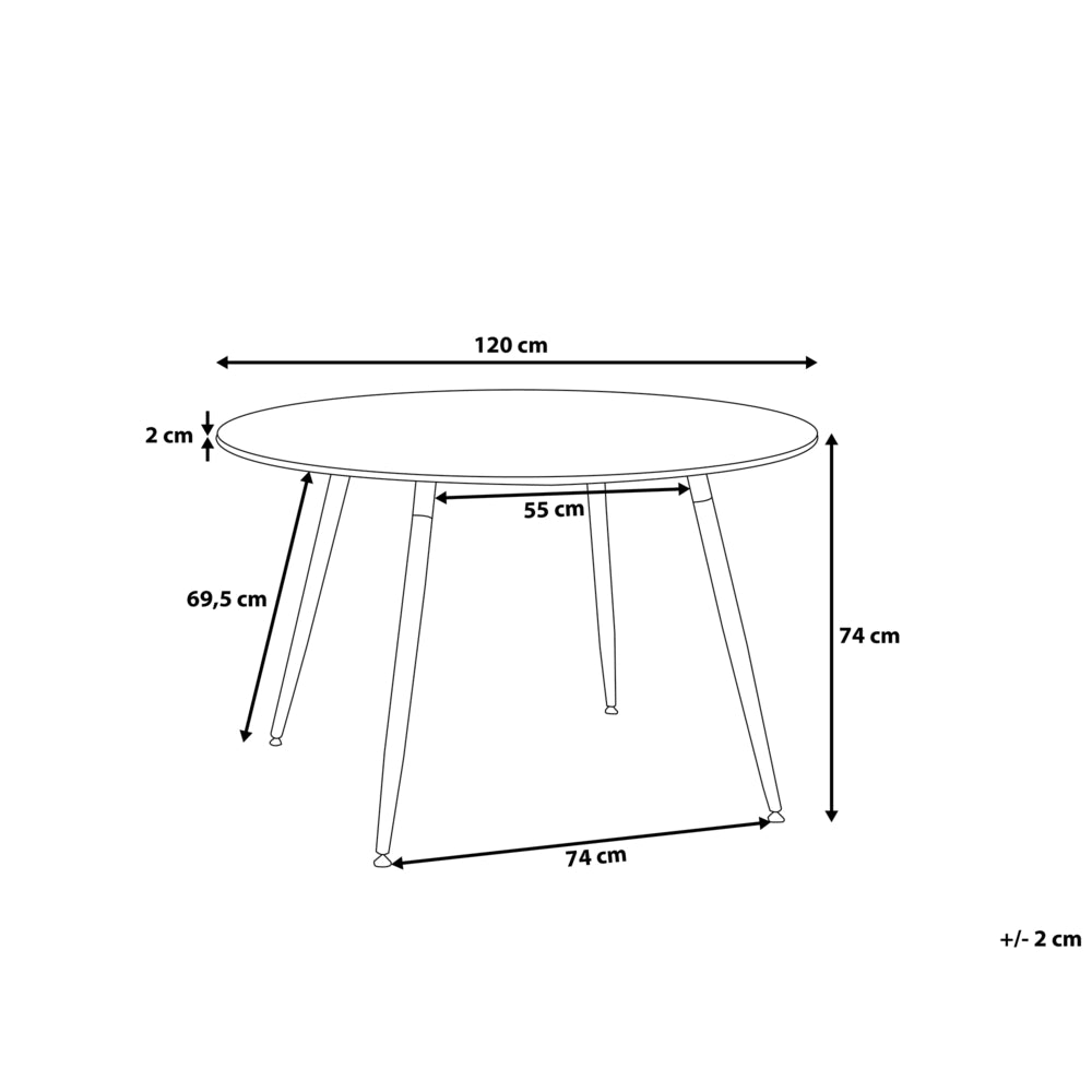 Tavolo da Pranzo in Legno di Faggio Nero ø 120 cm Rotondo Cucina Soggiorno Minimalista