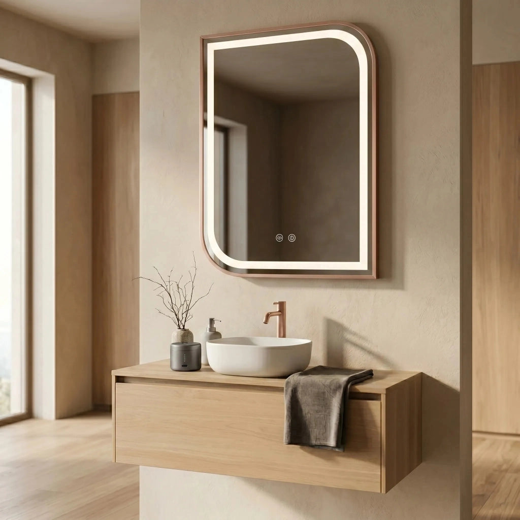 Specchio Led Zone 80x60 Brush Rose Gold