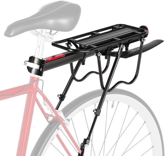 Portaoggetti bicicletta universale 50 kg – Nero – Portaoggetti posteriore con riflettore e spaziatore – Alluminio