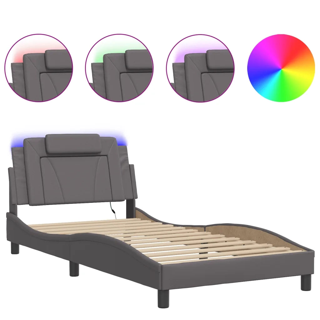 Giroletto Viana con LED senza Materasso Grigio 100x200 cm 3214004