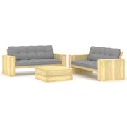 Set Salotto Giardino con Cuscini 3 pz in Pino Impregnatocod mxl 102412