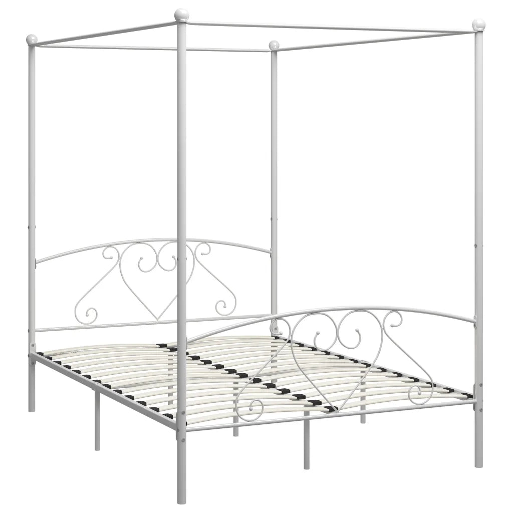Giroletto Baldacchino senza Materasso-Struttura Letto Bianco 160x200 cm Metallo