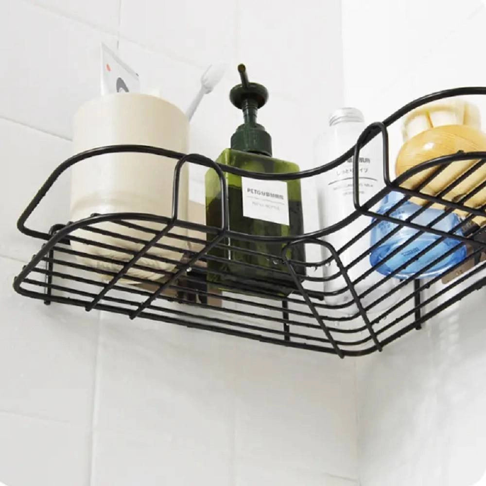 Trade Shop - Supporto Angolare Da Parete Mensola Da Appendere Senza Punzonatura Bagno Cucina -