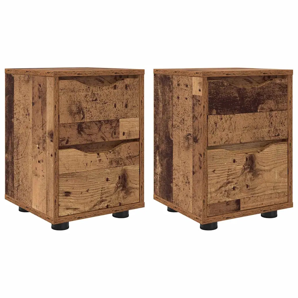Comodini con cassetto 2 pcs Legno vecchio 30,5 x 30 x 43 cm