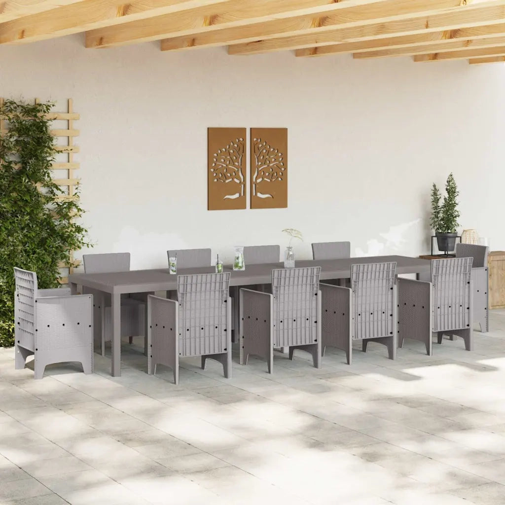 Tavolo da Giardino Grigio chiaro 350 x 100 x 74 cm polyrattan 3378527