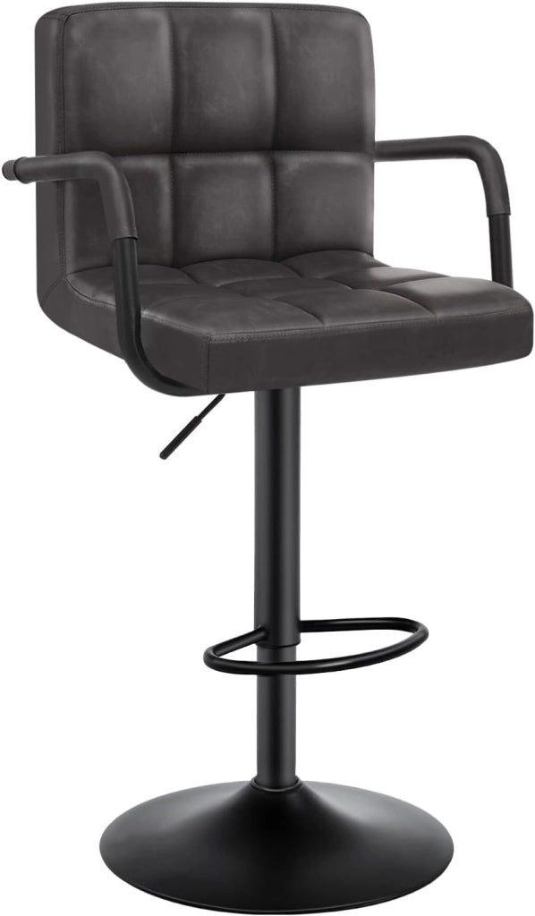 Sgabello da Bar PU Vintage Sedia per Cucina Girevole con Schienale Braccioli Marrone