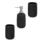 Set accessori bagno in ceramica nera opaca con dispenser sapone e due portaspazzolini Cup