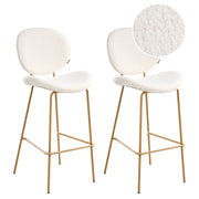 Set di 2 sedie con gambe senza braccioli Bouclè PU Gambe in ferro nero Design contemporaneo e retrò Sedute per la sala da pranzo bianco
