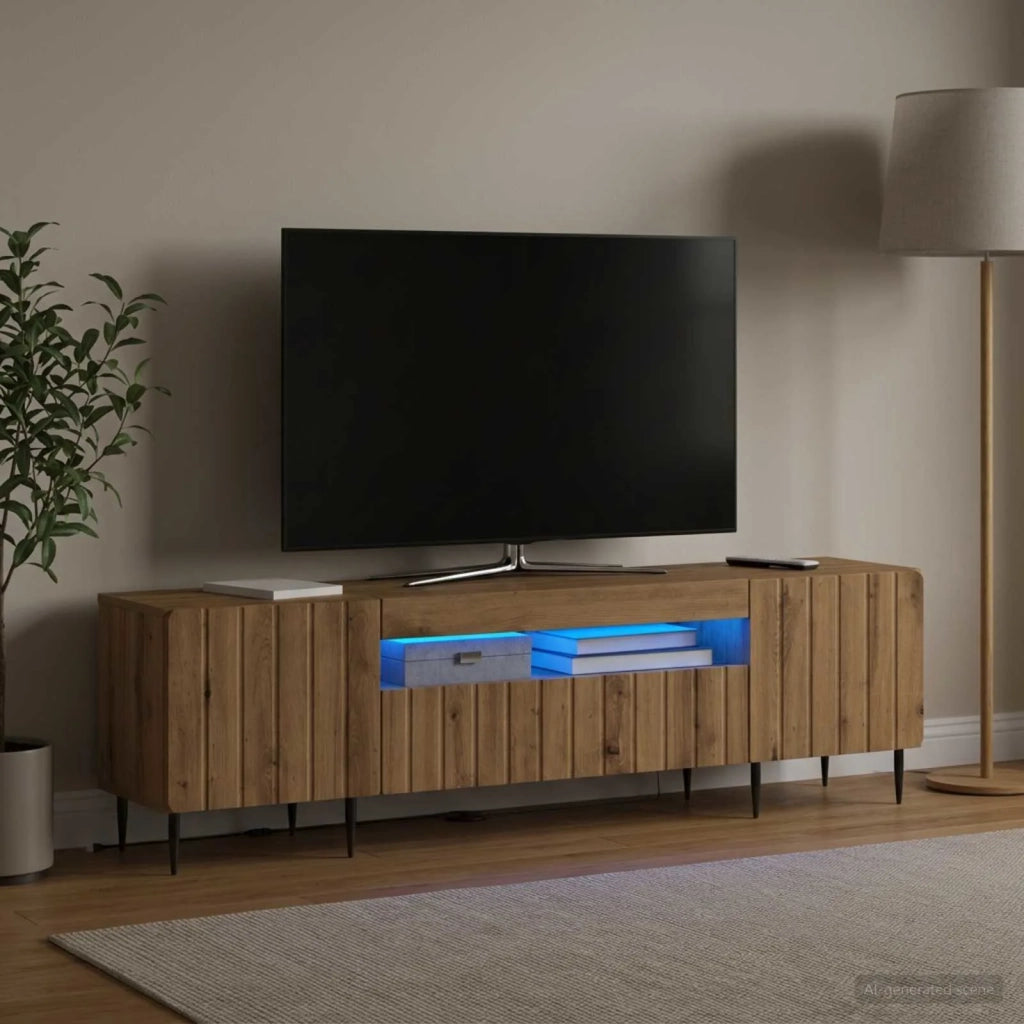 Mobile TV LED Rovere Artigianale Legno ingegnerizzato 896474