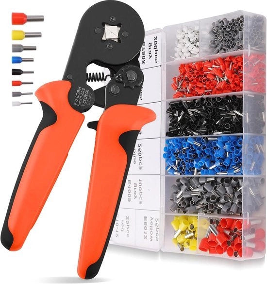 Set di attacchi cavi - Kit di attacchi cavi automatici con 1400 pezzi set di bulloni a goccia - Scarpe per cavi elettrici - Attacco a goccia per cavi - Strumento per crimpatura di attacco a goccia autoimpostabile Kit di attrezzi