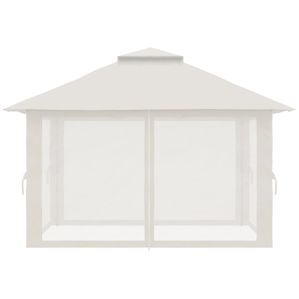 Gazebo Pieghevole 4x4 m ad Altezza Regolabile con Zanzariera e Borsa in Metallo e Tessuto Oxford Crema