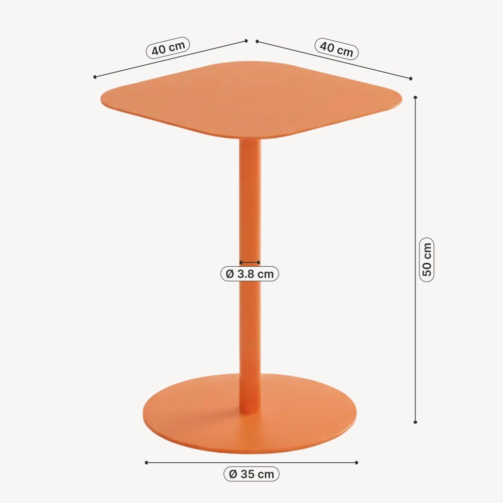Tavolino Laterale da Divano Nastätten Metallo Piano Quadrato - Arancione [en.casa]