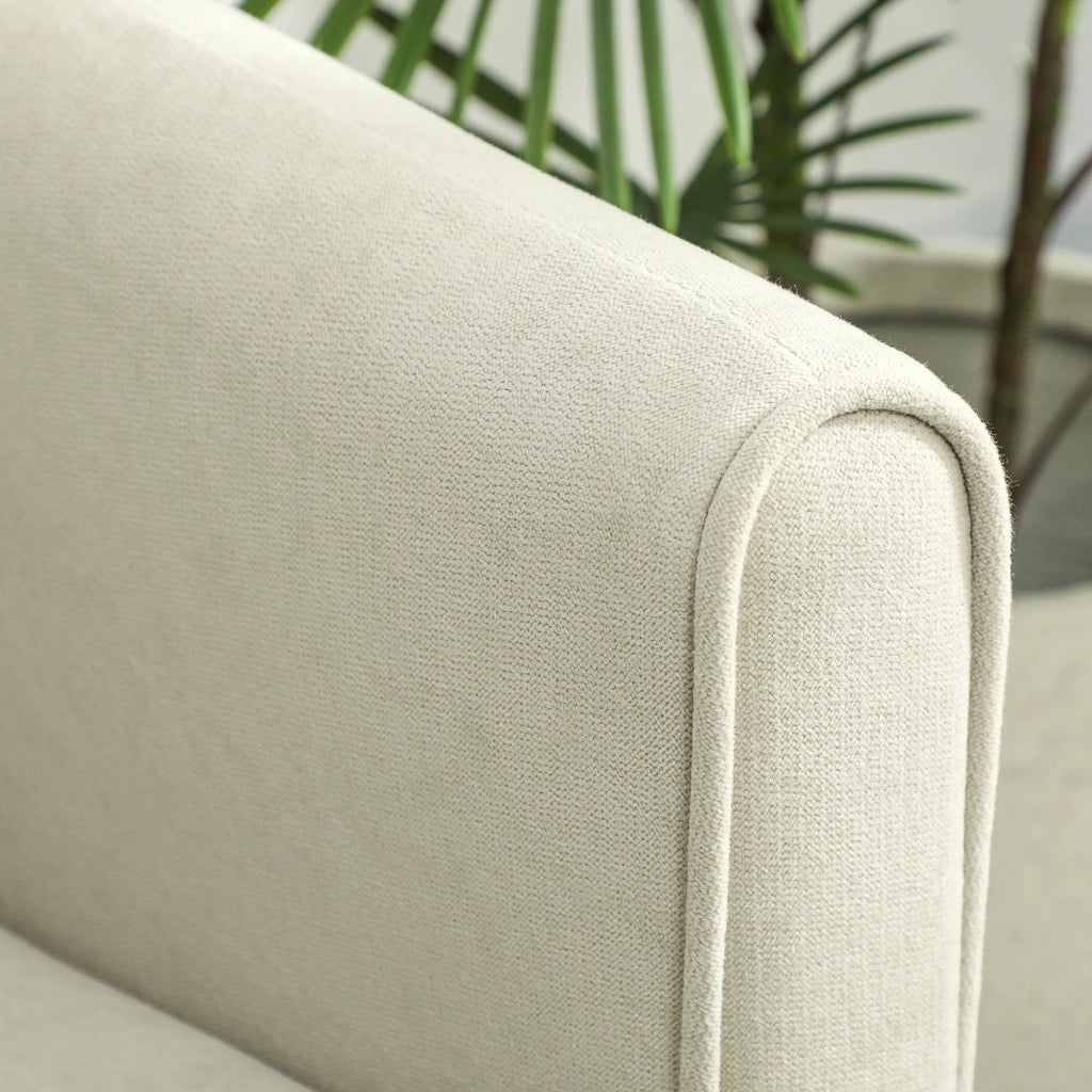 Divano 2 Posti Design Moderno 124x73x92 cm Schienale Trapuntato a Bottoni e Rivestimento in Velluto Crema