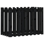 Fioriera | Cassetta per fiori | Vaso Giardino a Recinzione Nera 100x50x70cm Massello Pino