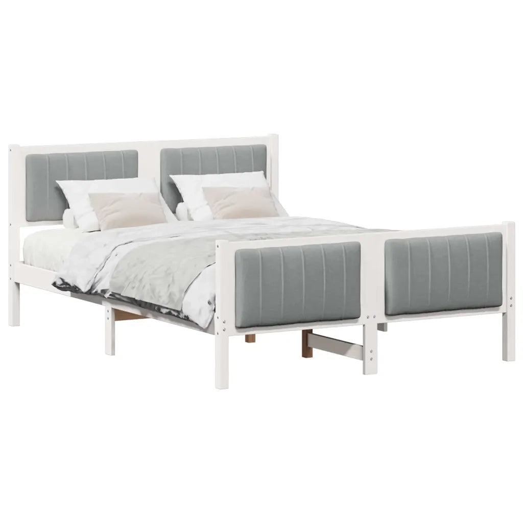 Struttura del Letto Bianco e grigio chiaro 135 x 190 cm 878483