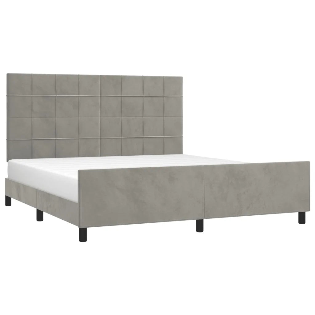 Giroletto con Testiera Grigio Chiaro 180x200 cm in Velluto cod mxl 60930