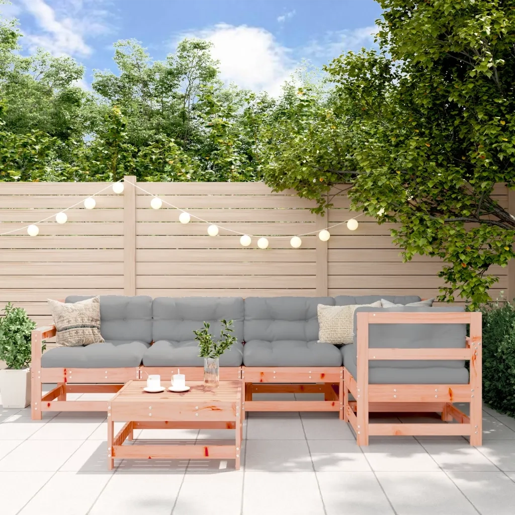Set Divani Giardino 6 pz con Cuscini Legno Massello di Douglas 3186002