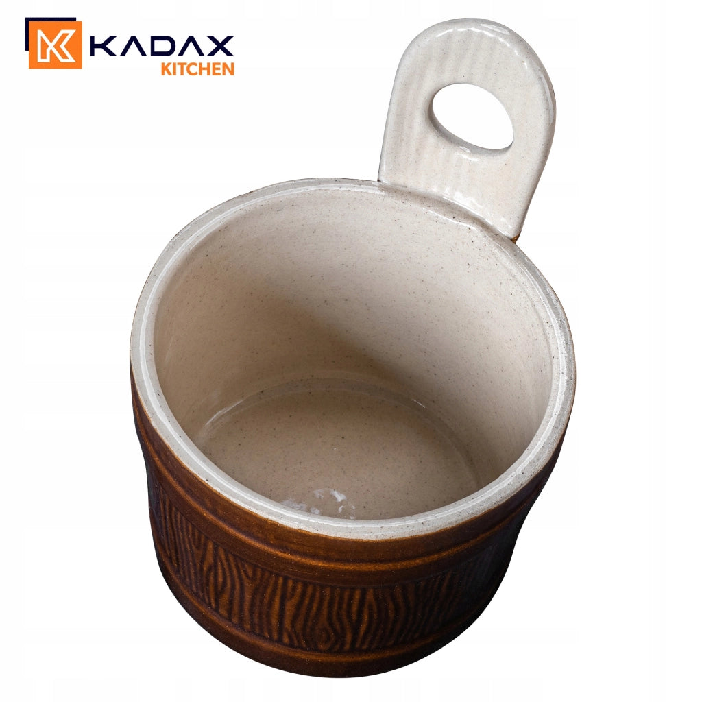 Pentola in gres KADAX con misurino per latte, contenitore per alimenti da 1 litro, gres, Polonia