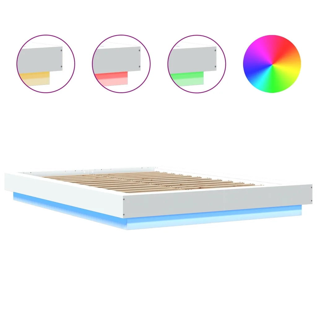 Giroletto con Luci LED-Struttura Letto Bianco 120x200 cm in Legno Multistrato
