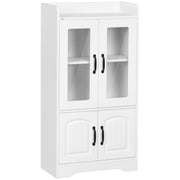 Libreria con ante a vetro scaffale regolabile ¨C zephmum ¨C bianco 60x30x116cm