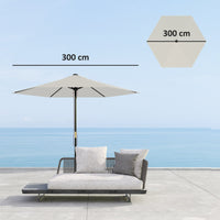 Telo di Ricambio per Ombrellone Ø3 m con Prese d'Aria per Telai in Legno e Acciaio Crema