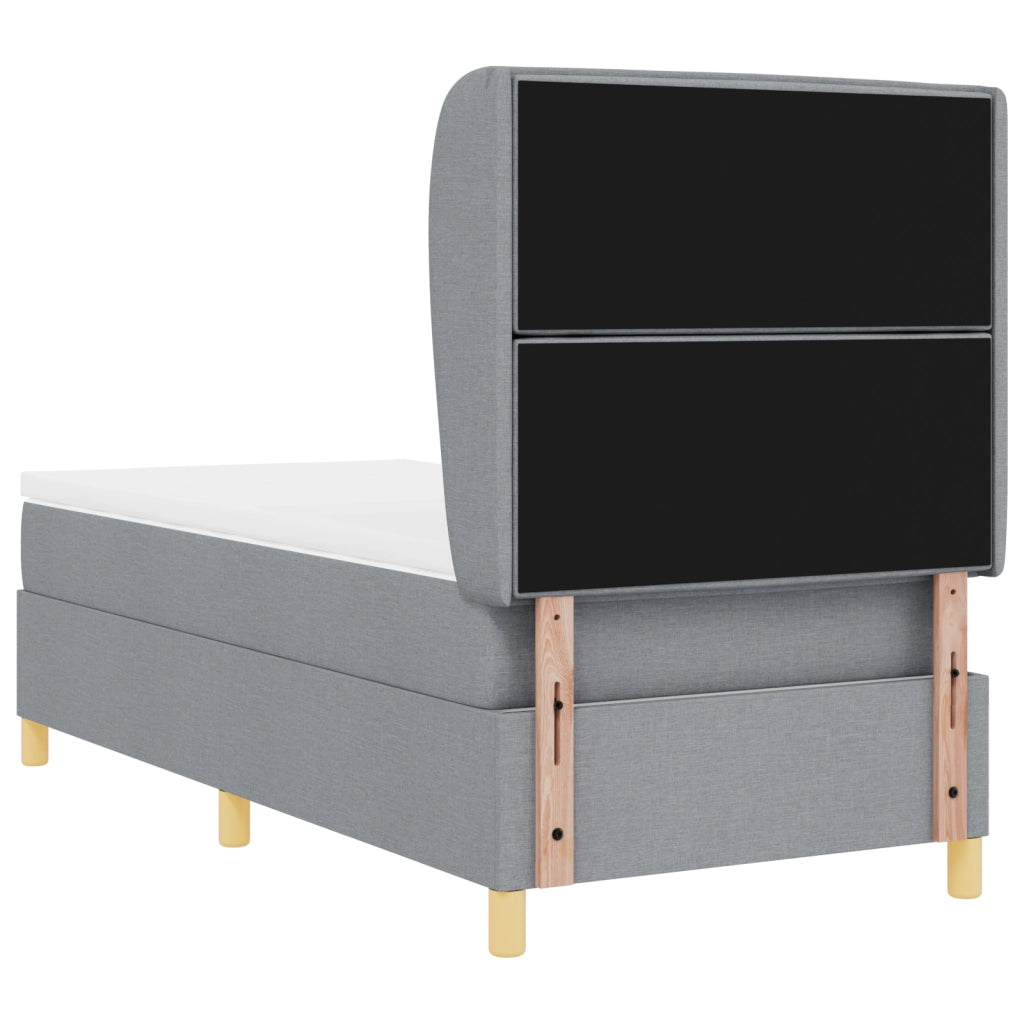 Materasso Box Spring con Letto Grigio Chiaro 90x190 cm Tessuto