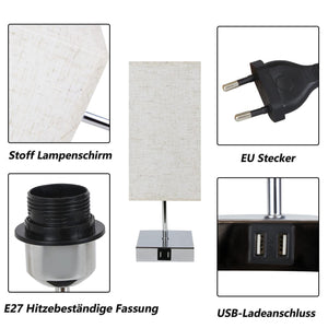ZMH Lampada da tavolo vintage touch dimmerabile E27 LED USB ricarica intercambiabile per comodino camera letto
