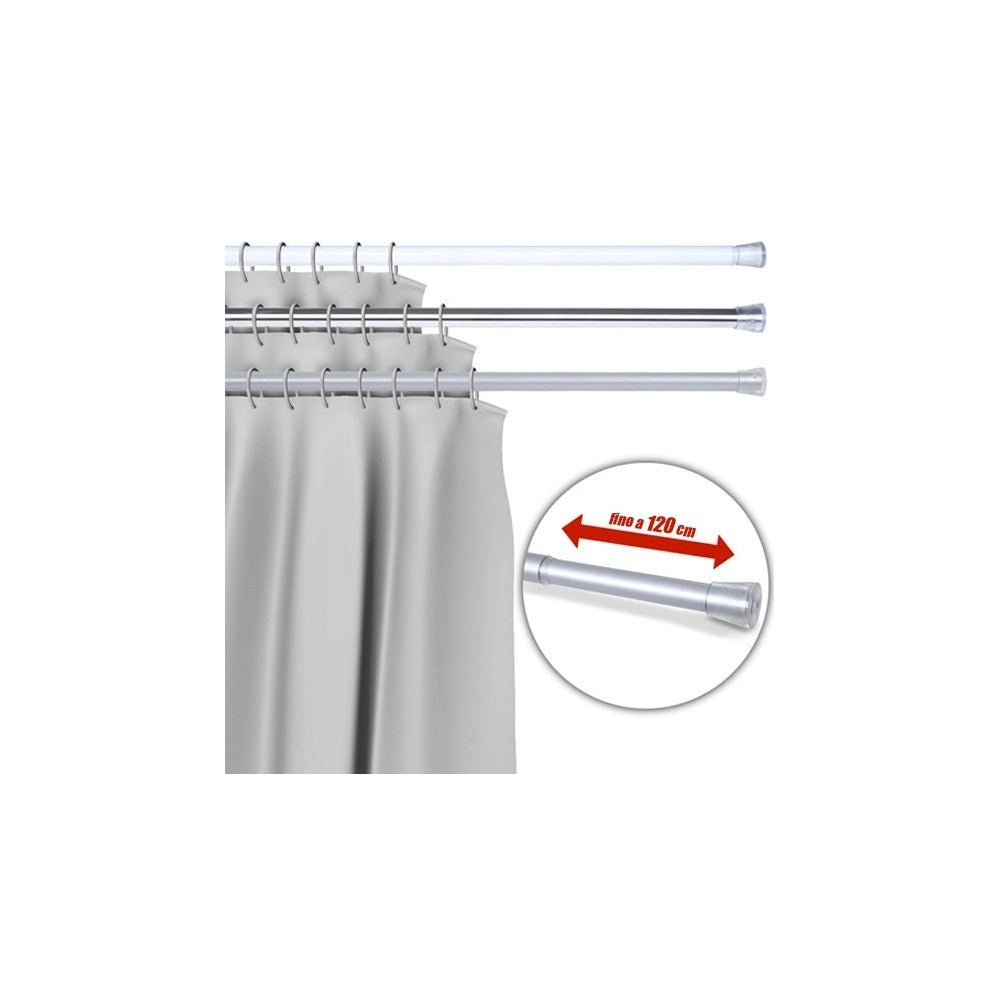 Trade Shop - Barra Telescopica Per Tenda Da Doccia 70 Cm Fino A 120 Cm Alluminio Cromato -