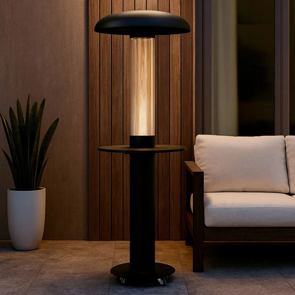 Tavolo Accessorio per Stufa a Fungo Lumea Ø80 cm Effetto Legno Grigio