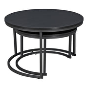 Set di 2 tavolini rotondi impilabili neri 03_0008356