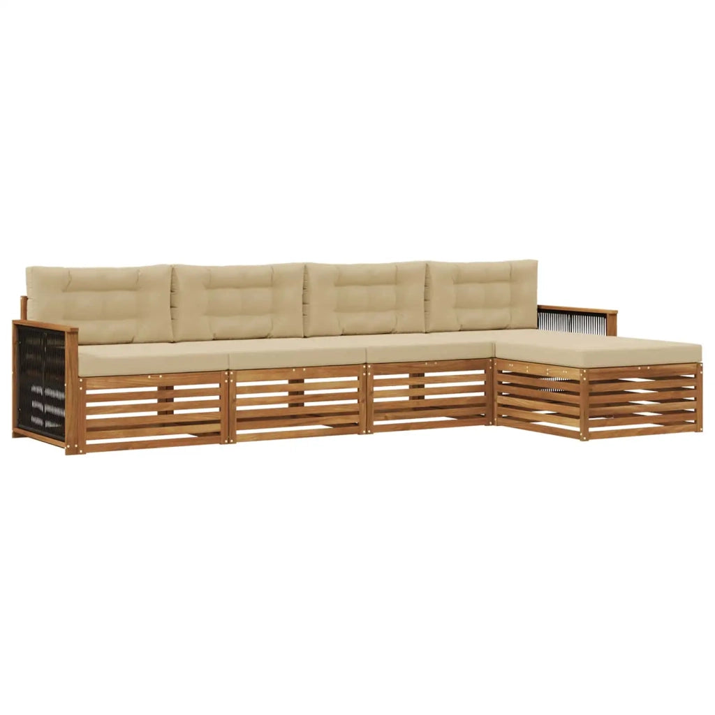 Set di divani da esterno 5 pz Naturale e Beige 3383236