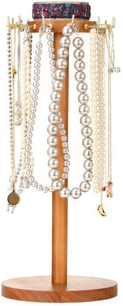 Organizzatore di gioielli in legno con torre per catenina, bracciale e orecchini