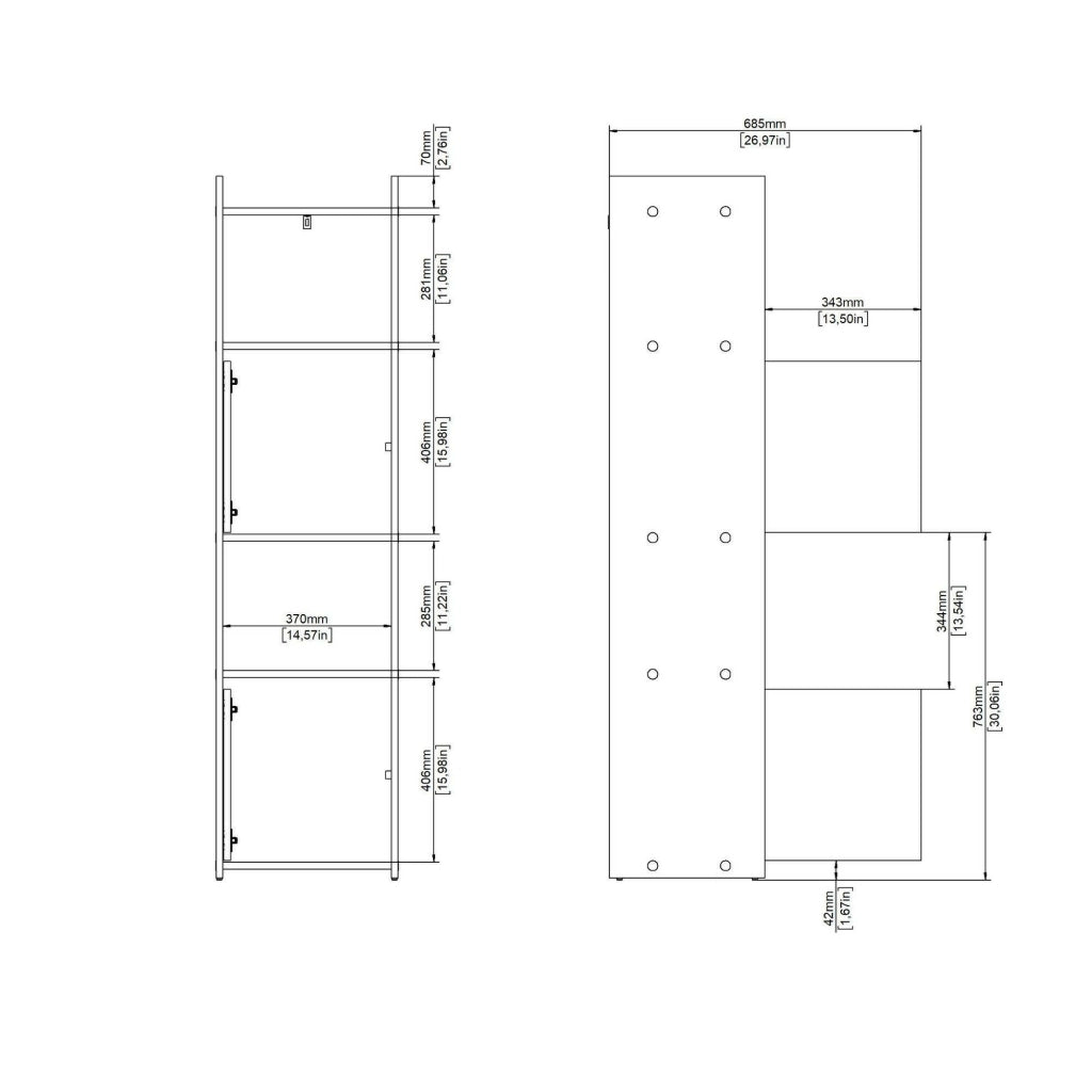 Libreria Julien, Scaffale da ufficio, Mobile portalibri, Biblioteca, 40x34 h155 cm, Rovere
