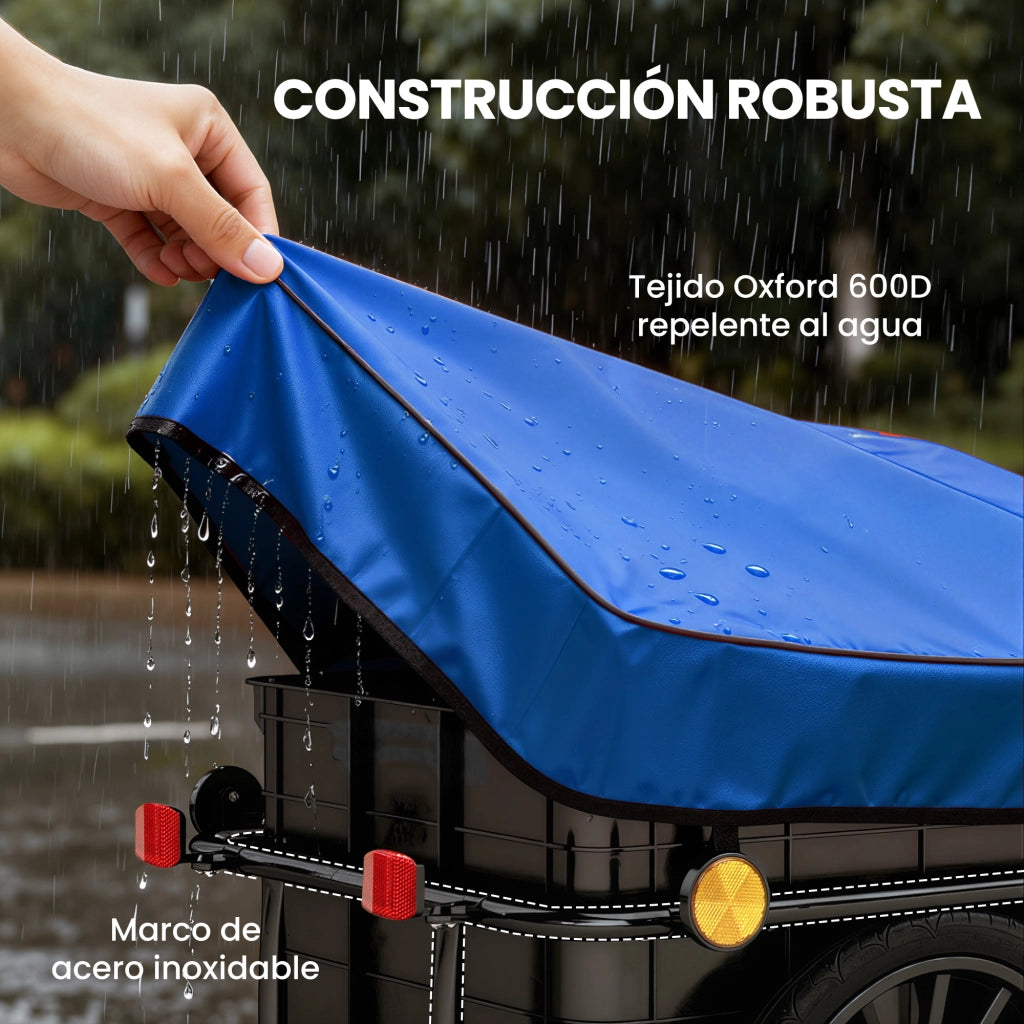 Rimorchio Bicicletta ¨C zephmum ¨C Blu Acciaio Oxford 144x59x80 cm
