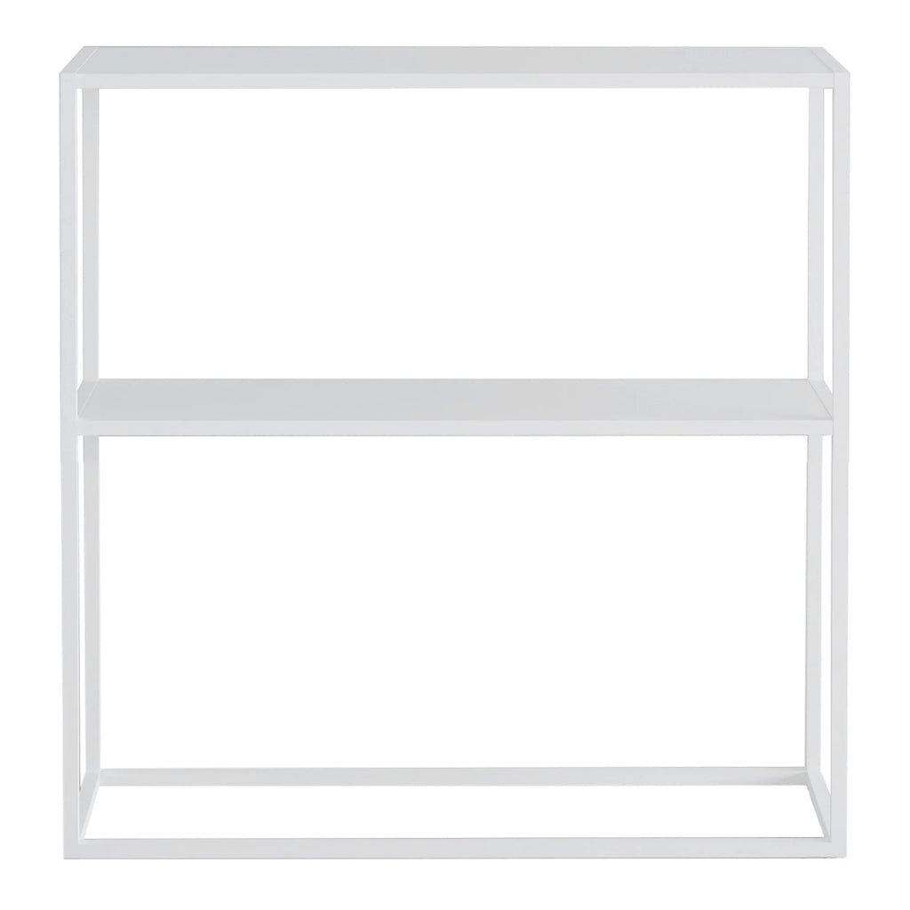 Tavolo consolle con 2 ripiani acciaio 80 x 80 x 26 cm bianco opaco 03_0008591