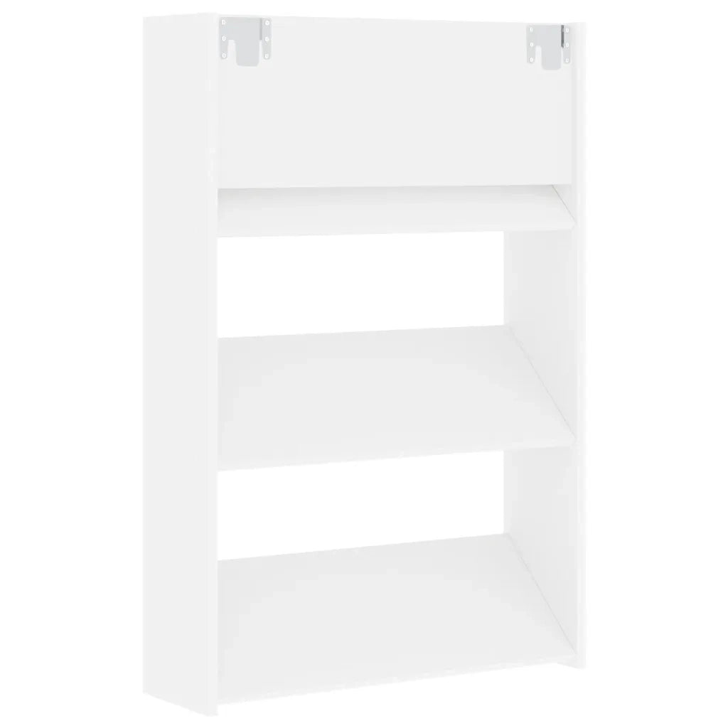 Scarpiere a Muro 2pz-Set di 2 Scaffale per scarpe Bianche 60x18x90 cm in Legno Multistrato