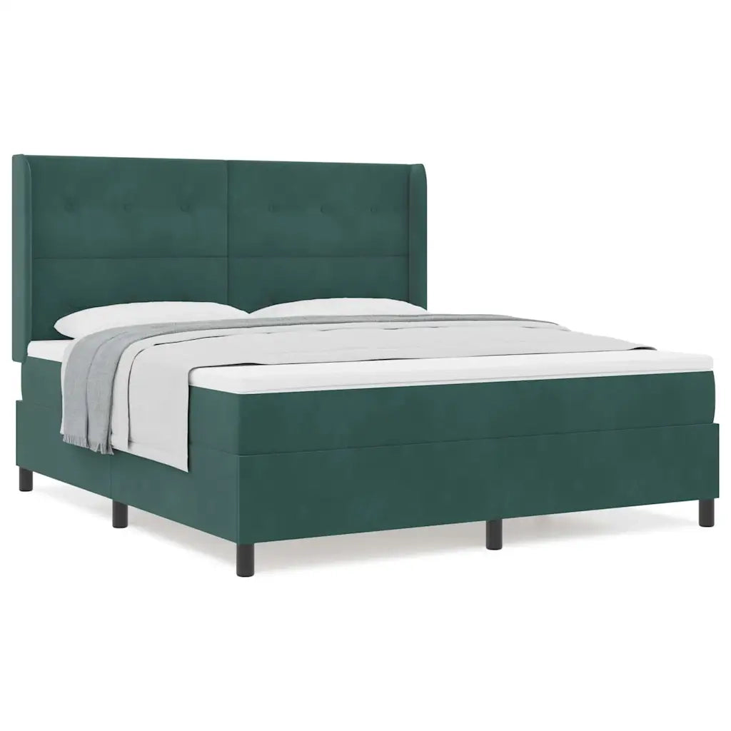vidaXL Letto a molle con testiera Verde scuro 180 x 200 cm Velluto