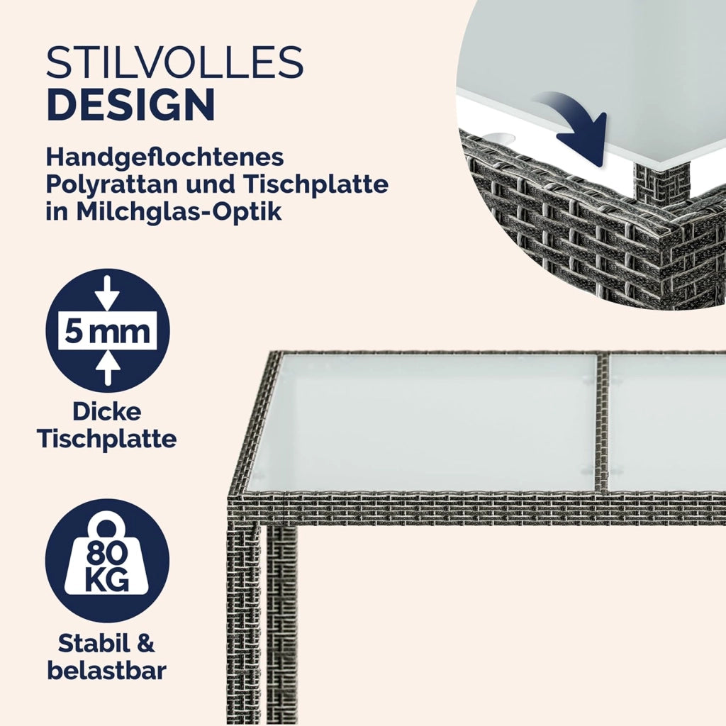 ® Mobili da Giardino Polyrattan 8 Sedie Impilabili 190x90cm Tavolo da Giardino Vetro Resistente alle Intemperie Esterno Moderno Terrazza