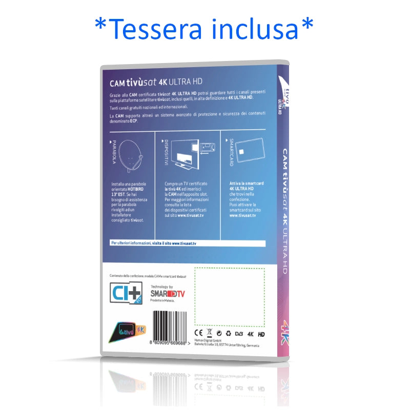 Humax Modulo CAM CAM Tivùsat 4K Ultra HD con Tessera inclusa