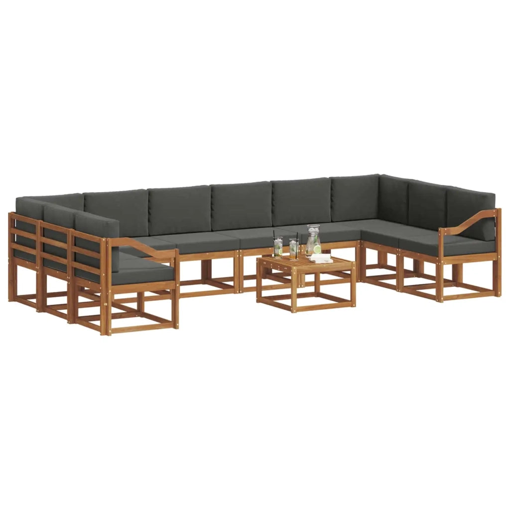 Set di divani da esterno 11 pcs Naturale e Antracite
