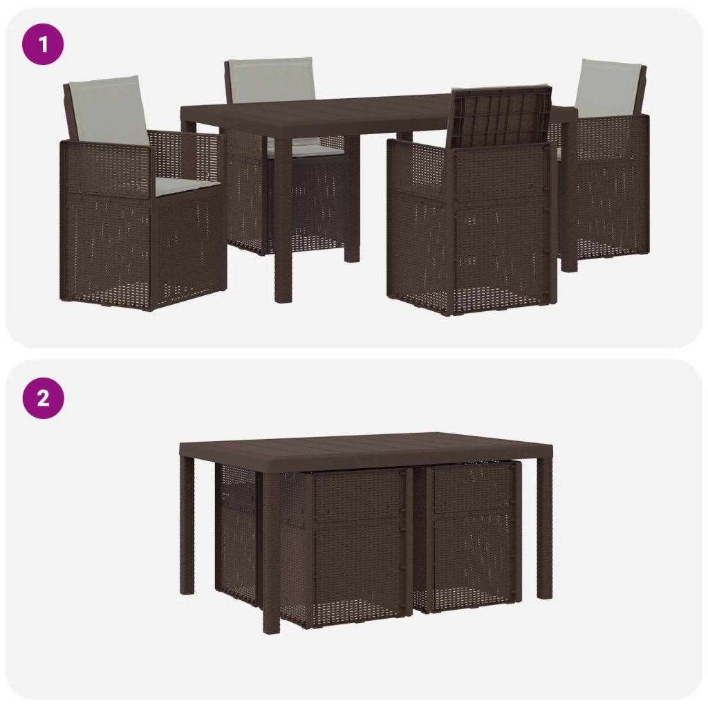 Set da Pranzo per Giardino 5 pcs Marrone e Grigio Chiaro PP 3430062