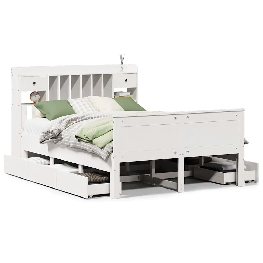 Letto Libreria senza Materasso Bianco 140x200 cm Legno di Pino 3308922