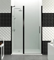 Box doccia frontale OPEN fisso 20 + porta battente 60 80 cm (80-85) nero opaco vetro trasparente