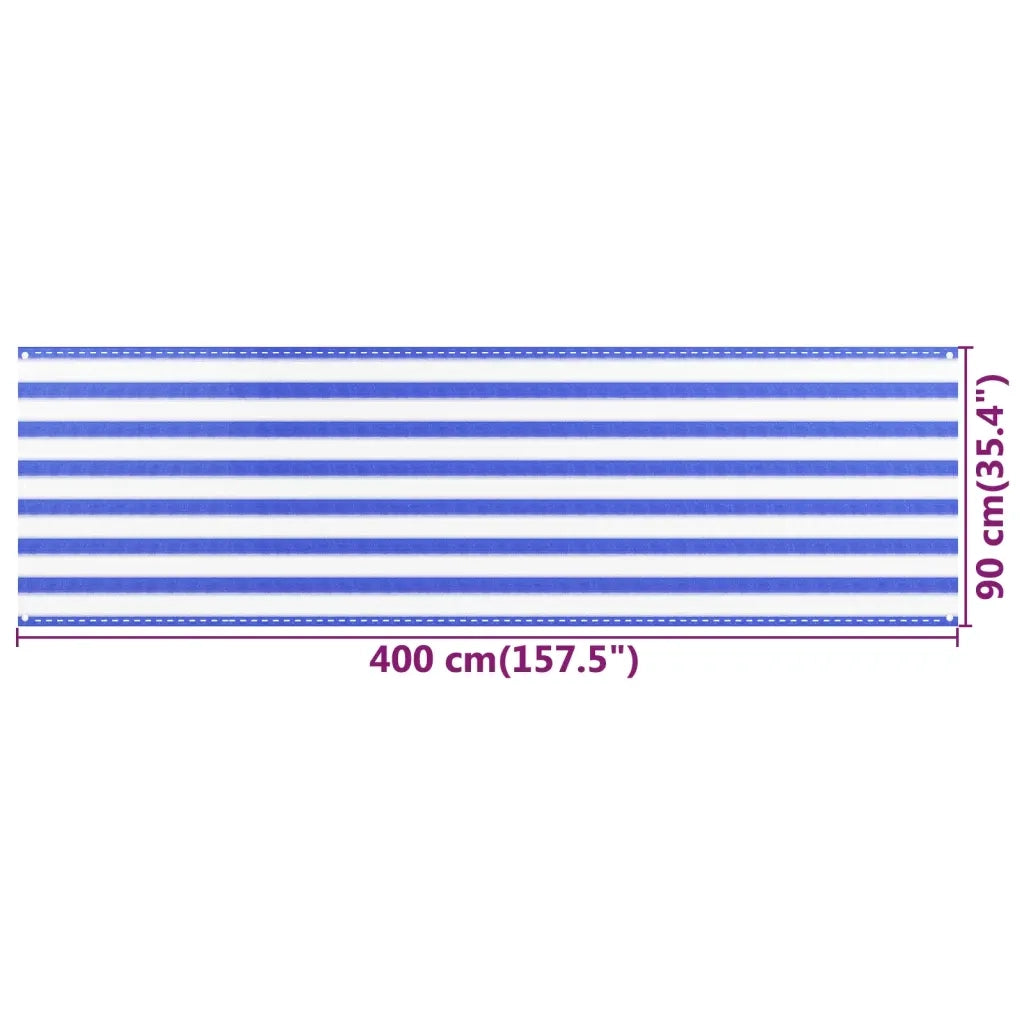 Paravento da Balcone Blu e Bianco 90x400 cm in HDPE 310889