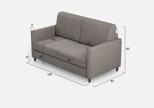 Divano 2 Posti 138x85x85 cm Karay in Tessuto Grigio