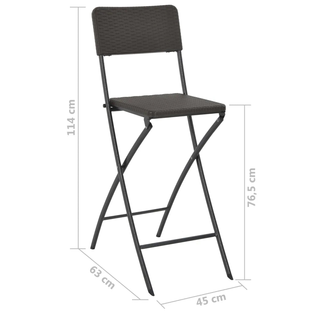 Sgabelli da Bar Pieghevoli 2 pz in HDPE Acciaio Marroni Rattan cod mxl 64049