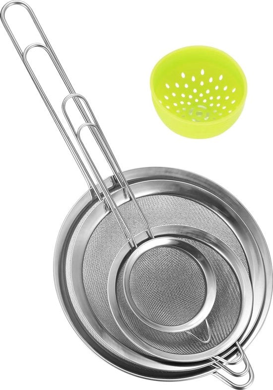 Set di setacci per pasta con manico - 4 pezzi, setaccio per cucina microforato con maniglia, setaccio metallico - 4 pezzi