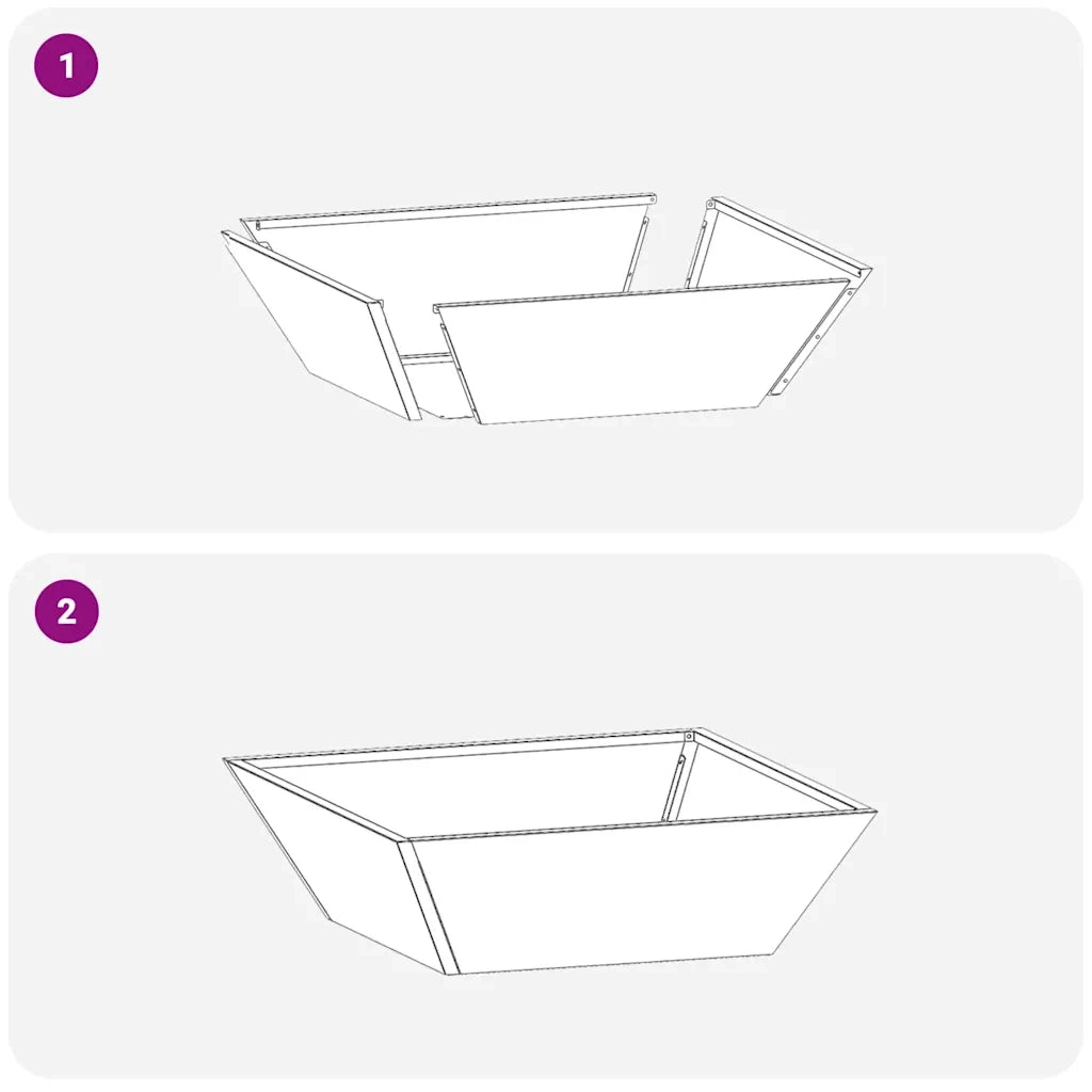 Fioriera da giardino trapezoidale moderna per esterni 50 x 50 x 15 cm in acciaio laminato a freddo nero codice 02_0052382.