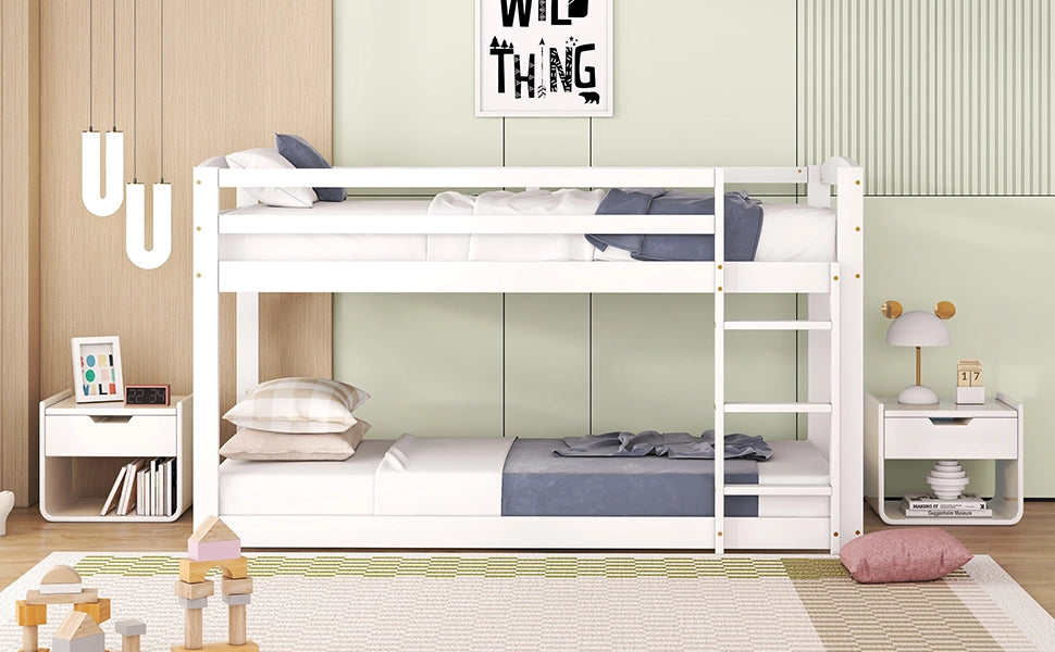 Letto a castello bianco in pino massello con funzione contenitore 90x200 cm