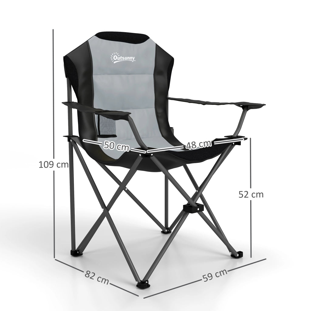 Set 2 Sedie Pieghevoli Imbottite ¨C Xylo ¨C Schienale Alto con Portabicchiere, Grigio Scuro